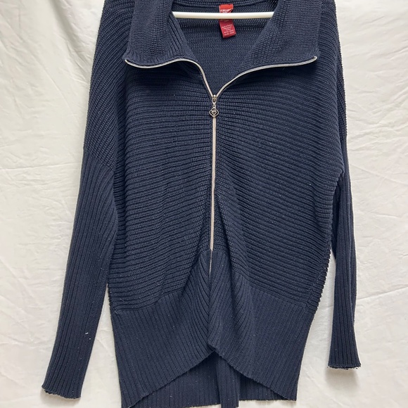 Navy Knit Turtleneck Zip Up - Picture 1 of 6